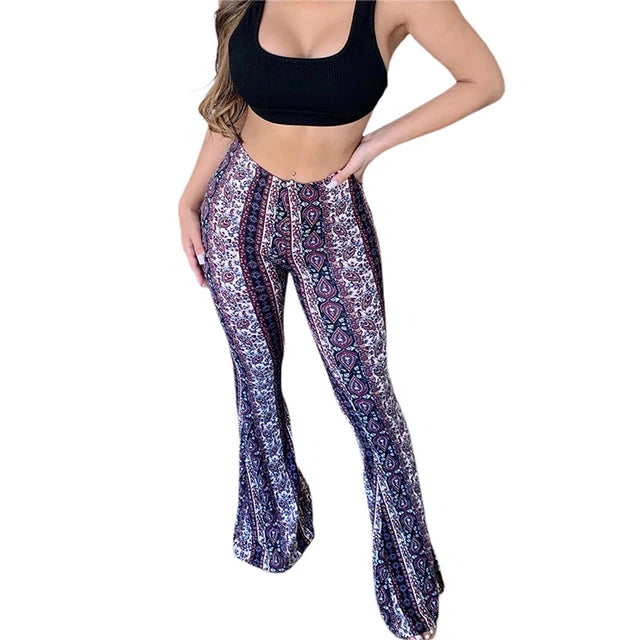 Women's patterned flared pants